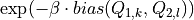 \exp(-\beta\cdot bias(Q_{1,k},Q_{2,l}))